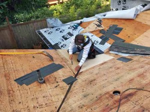 The shallow valley between one of the additions got special attention from the roofers.